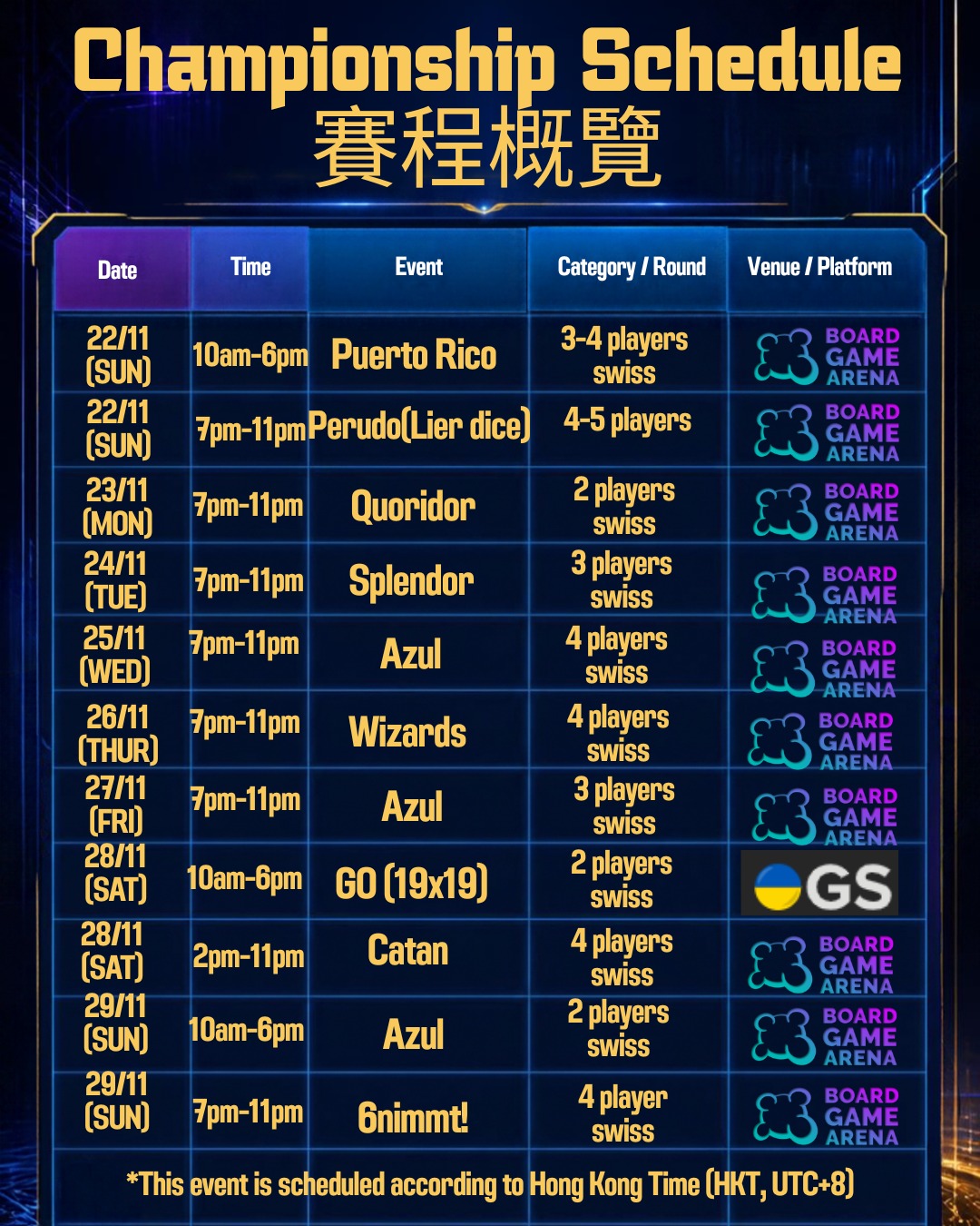 Asia MSO Championship Event Schedule